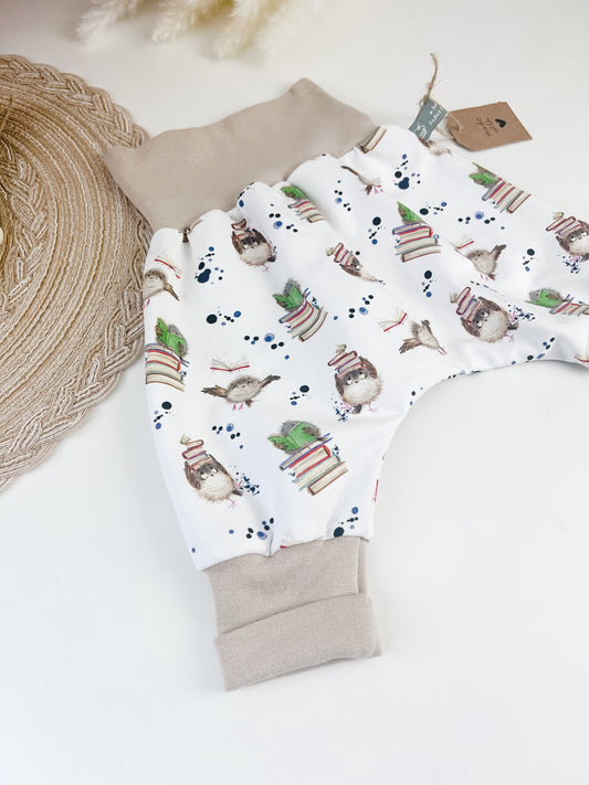 SOFORTKAUF Gr. 56/62 Baby Pumphose mit Eulen Baby Pumphose Babyhose mit Uhu handgemacht Junge Mädchen Newborn Babyoutfit