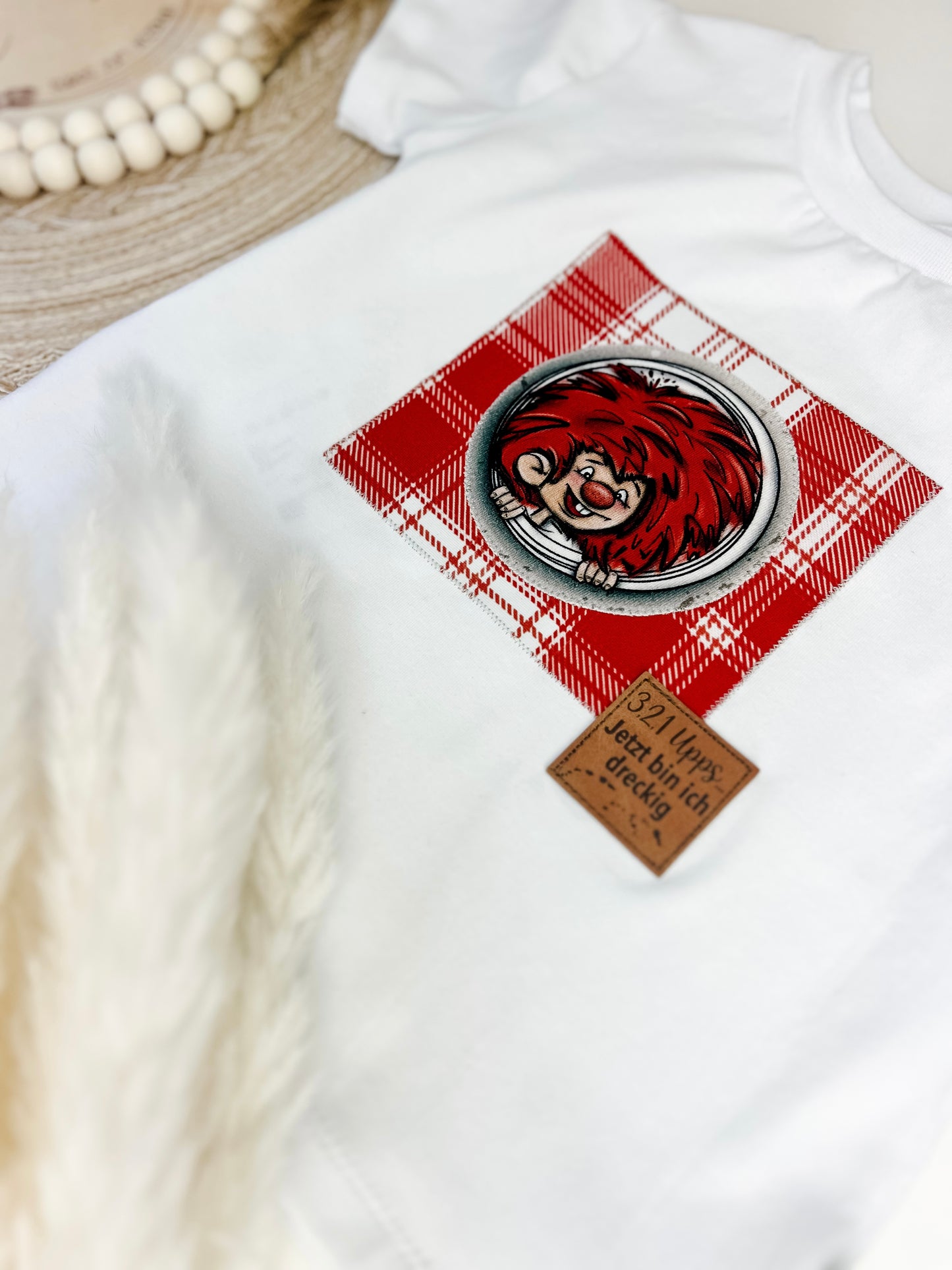Baby Set Sommer – Kurze Slim Harem + T-Shirt mit frechem Kobold – Handgemacht – Unikat für Babys & Kleinkinder Gr. 62 - 128