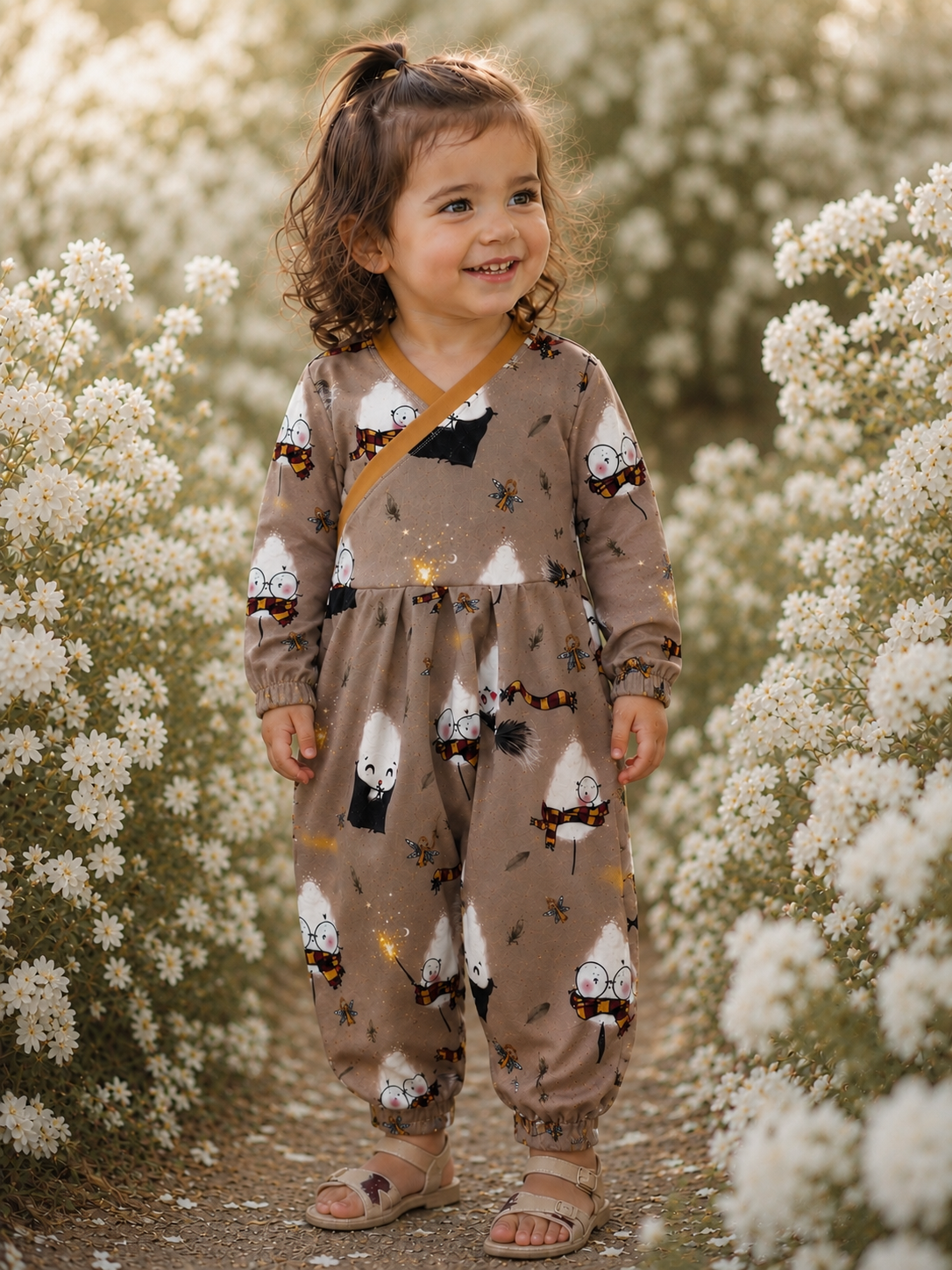 Pumpiger Haremromper „Magische Zuckerwatte“ | Bio Baumwolle | Handmade Baby Romper | Bequemer Einteiler | Mitwachsender Strampler