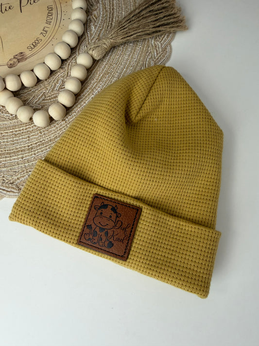 SOFORTKAUF KU 38-41 cm Baby Beanie senf Waffelstrick Dorfkind