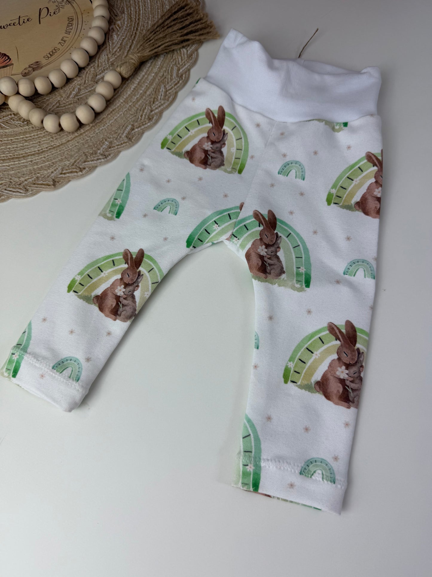SOFORTKAUF Gr. 62 Baby Leggings Häschen Regenbogen