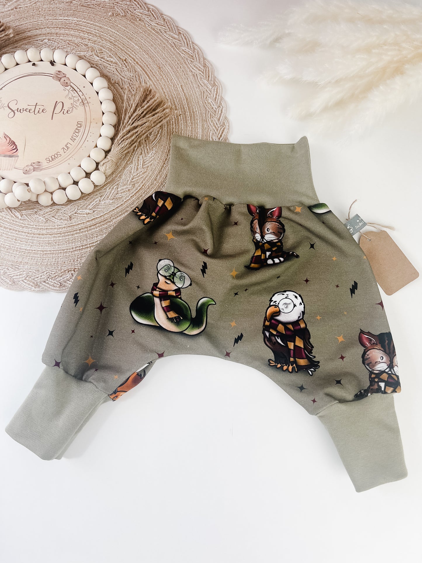 SOFORTKAUF Gr. 56/62 Baby Pumphose mit Eulen Baby Pumphose Babyhose mit Uhu handgemacht Junge Mädchen Newborn Babyoutfit