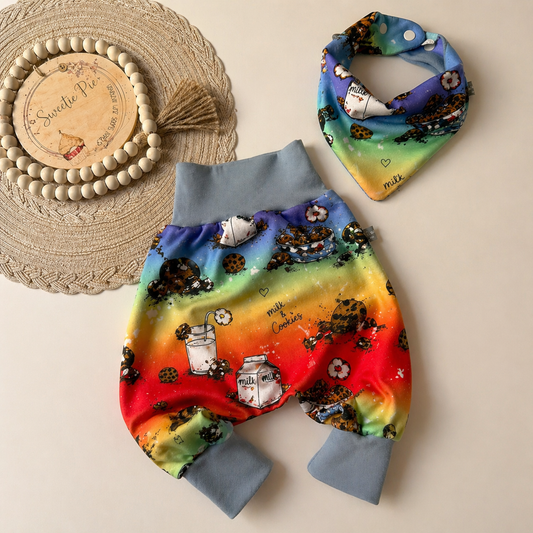 Pumphose Kinder „Cookies & Milk“ | Bio Baumwolle | Bunte Kinderhose | Handmade Pumphose | Mitwachsend & bequem I Gr. 44 - 122