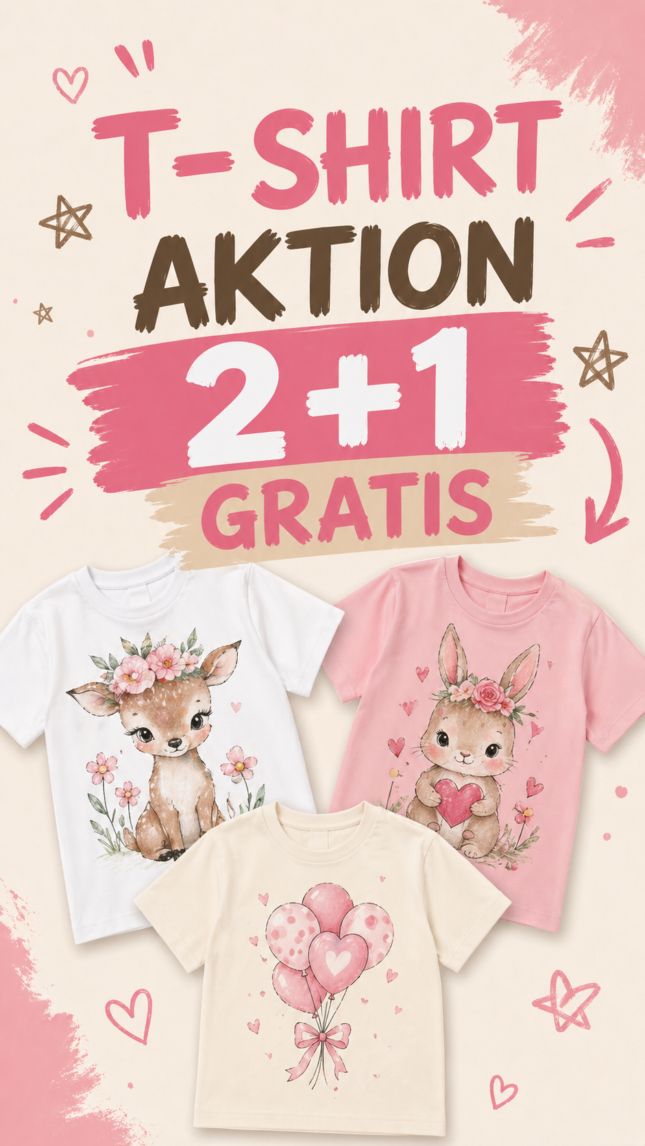 T-Shirt-Aktion: 2+1 gratis – handgenäht & einzigartig SPARANGEBOT