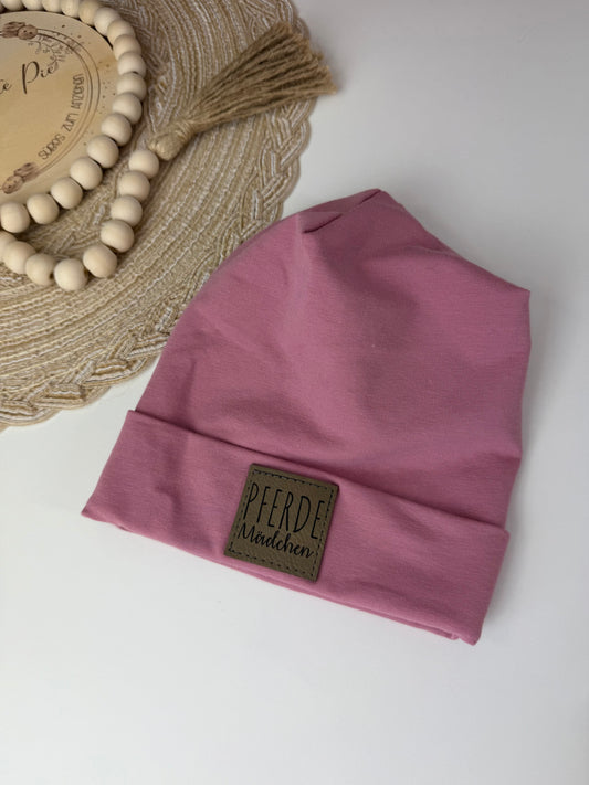 SOFORTKAUF KU 38 - 41 cm Baby Beanie Sweat altrosa "Pferdemädchen"