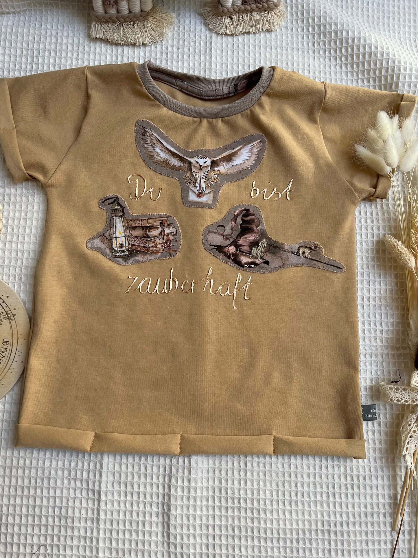 Babyset Shirt und Hose magisch // personalisierte Babykleidung // Eulen // magisches Sommer Outfit // Babyset Zauberei // Gr. 62 - 122