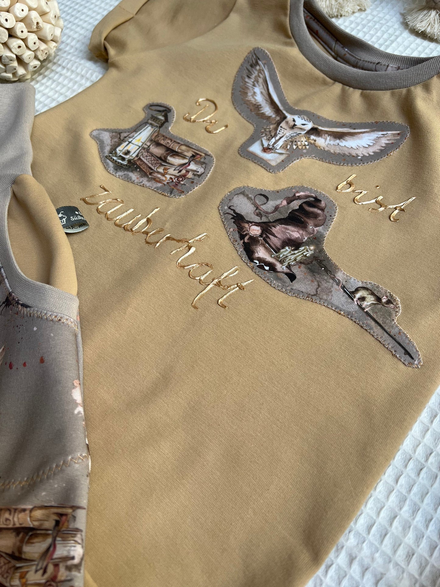 Babyset Shirt und Hose magisch // personalisierte Babykleidung // Eulen // magisches Sommer Outfit // Babyset Zauberei // Gr. 62 - 122
