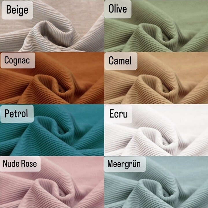 Personalisierter Ribjersey Sweater mit Kordelschrift – Handgemacht, 8 Farben, Gr. 62 - 134