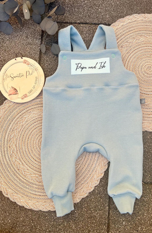 Latzhose "Papa und Ich“ Strampler Romper Baby mint Taufe Geschenk Geburt personalisiert Junge Girl Newborn Neugeborenes Erstausstattung