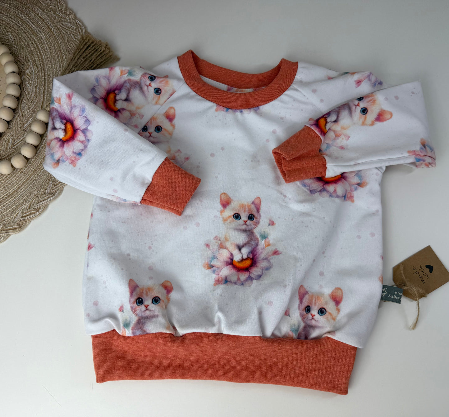 SOFORTKAUF Gr. 80 Baby Sweater Kätzchen weiß