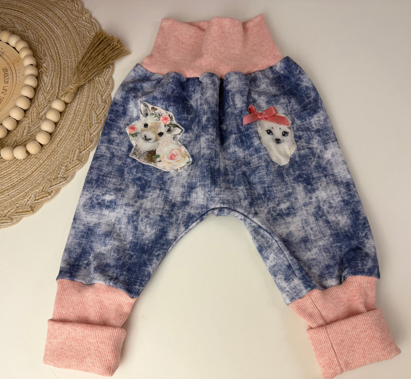 SOFORTKAUF Set Gr. 74/80 Baby Pullover + passende Pumphose Babytiere rosa