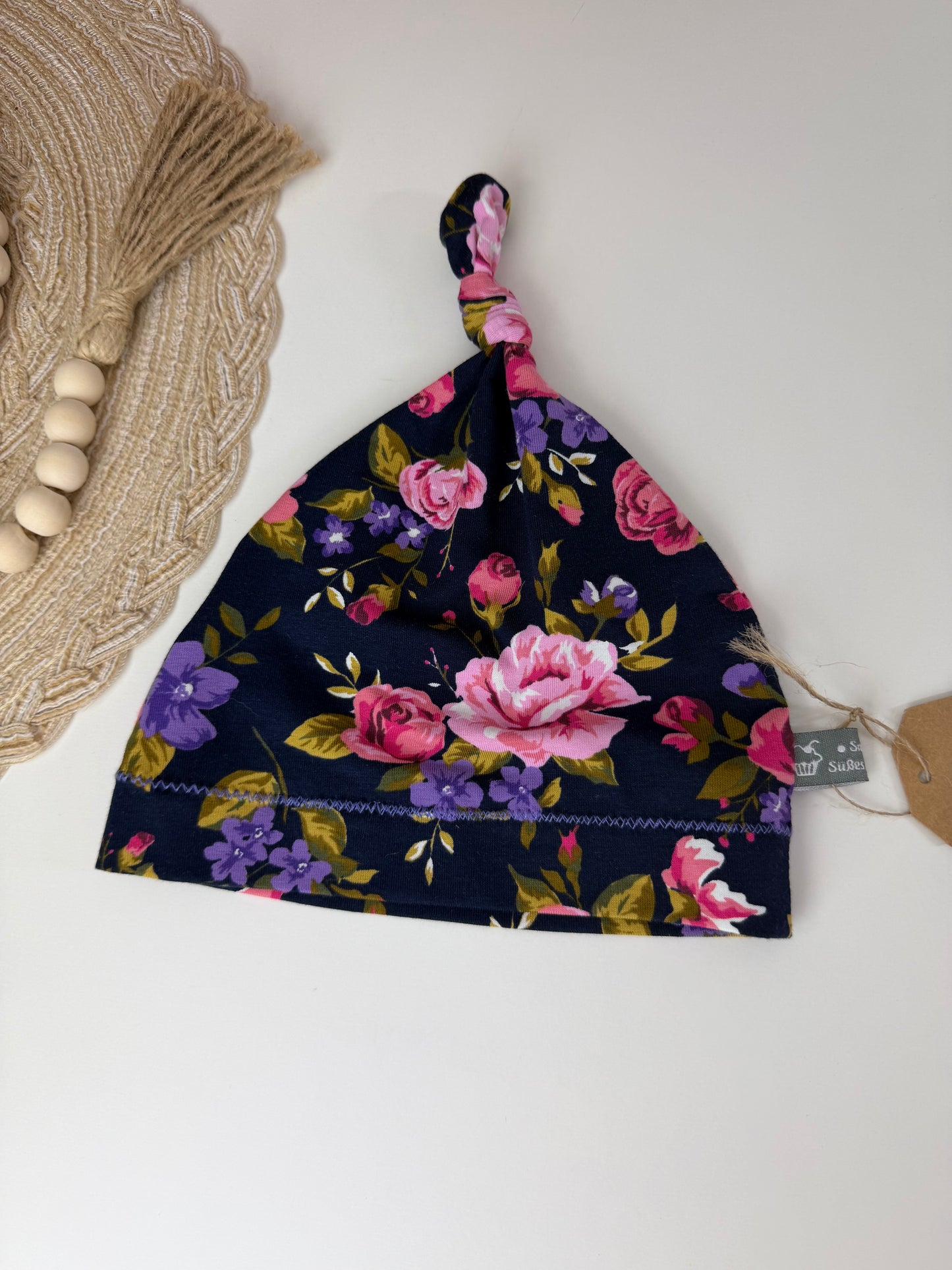 SOFORTKAUF KU 41 - 43 cm Baby Beanie Jersey Blumen