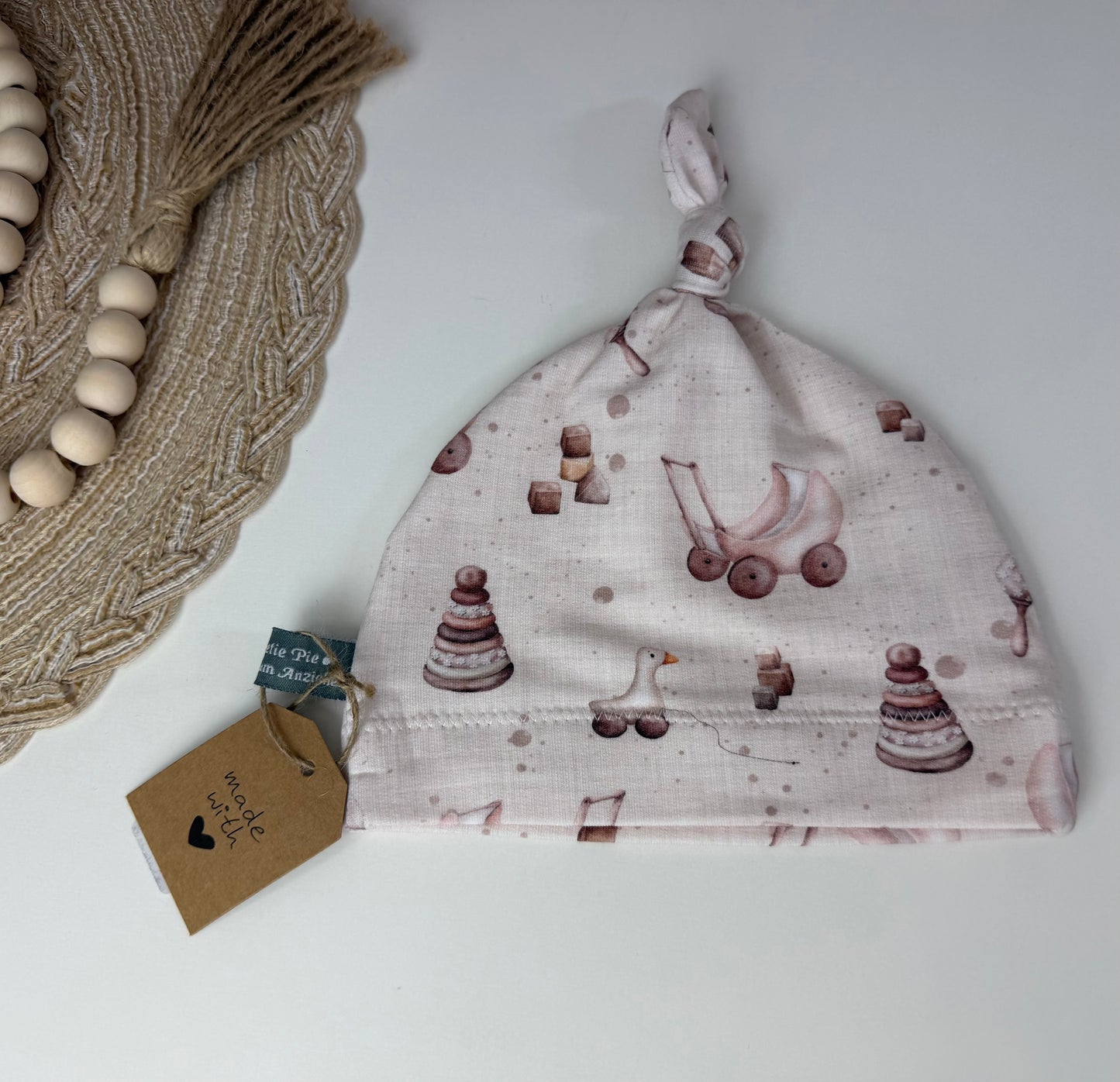 SOFORTKAUF KU 35 - 37 cm Baby Beanie Jersey beige