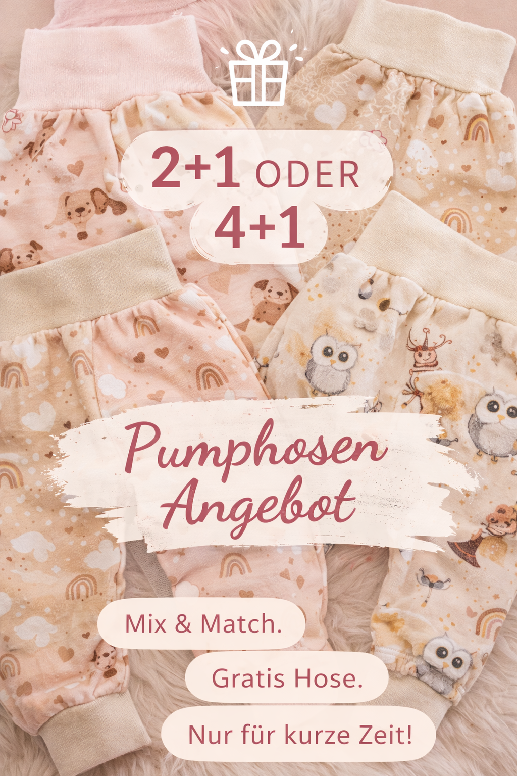 Pumphosen-Aktion: 2+1 oder 4+1 gratis – handgenäht & einzigartig SPARANGEBOT