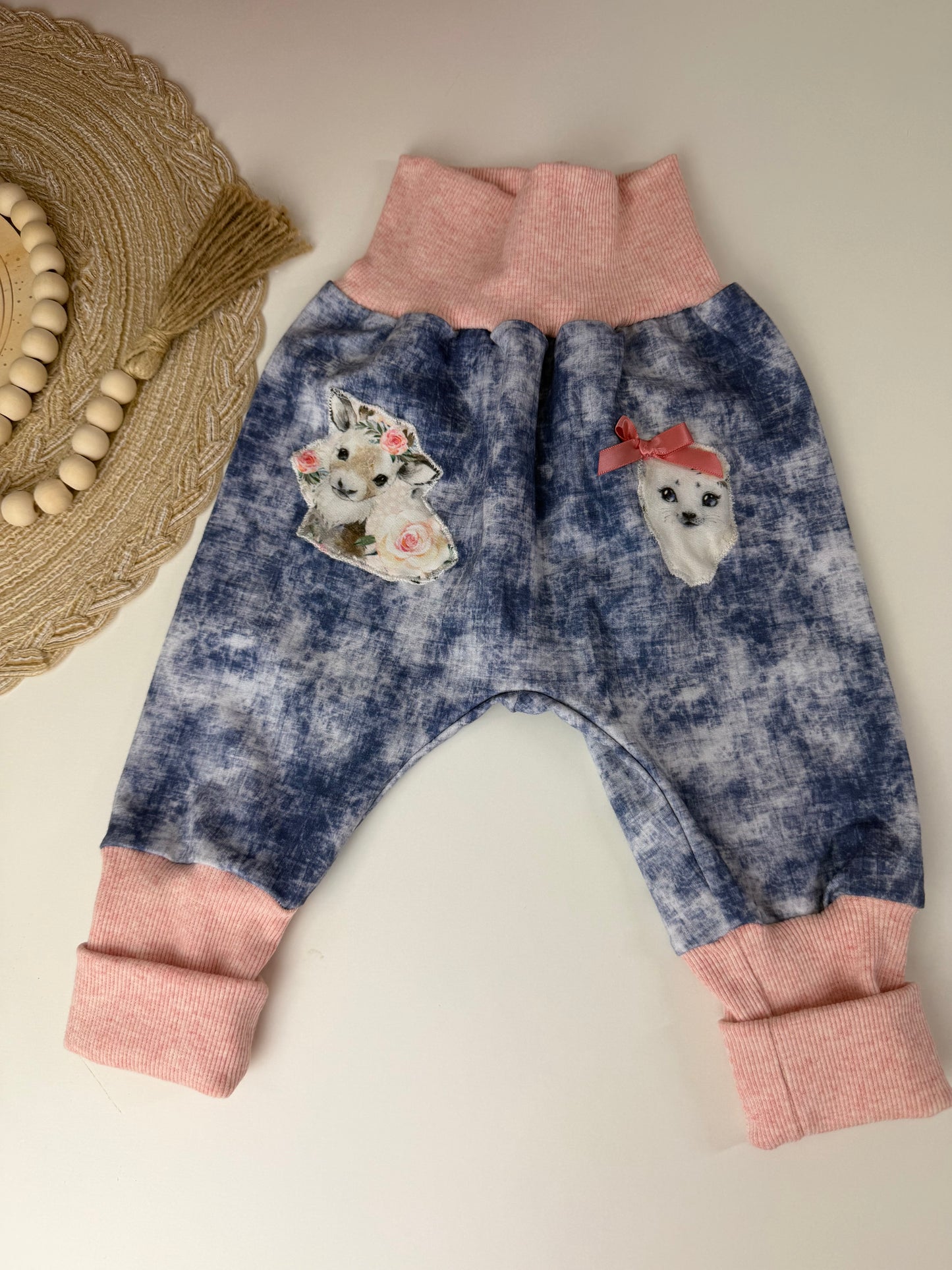 SOFORTKAUF Set Gr. 74/80 Baby Pullover + passende Pumphose Babytiere rosa