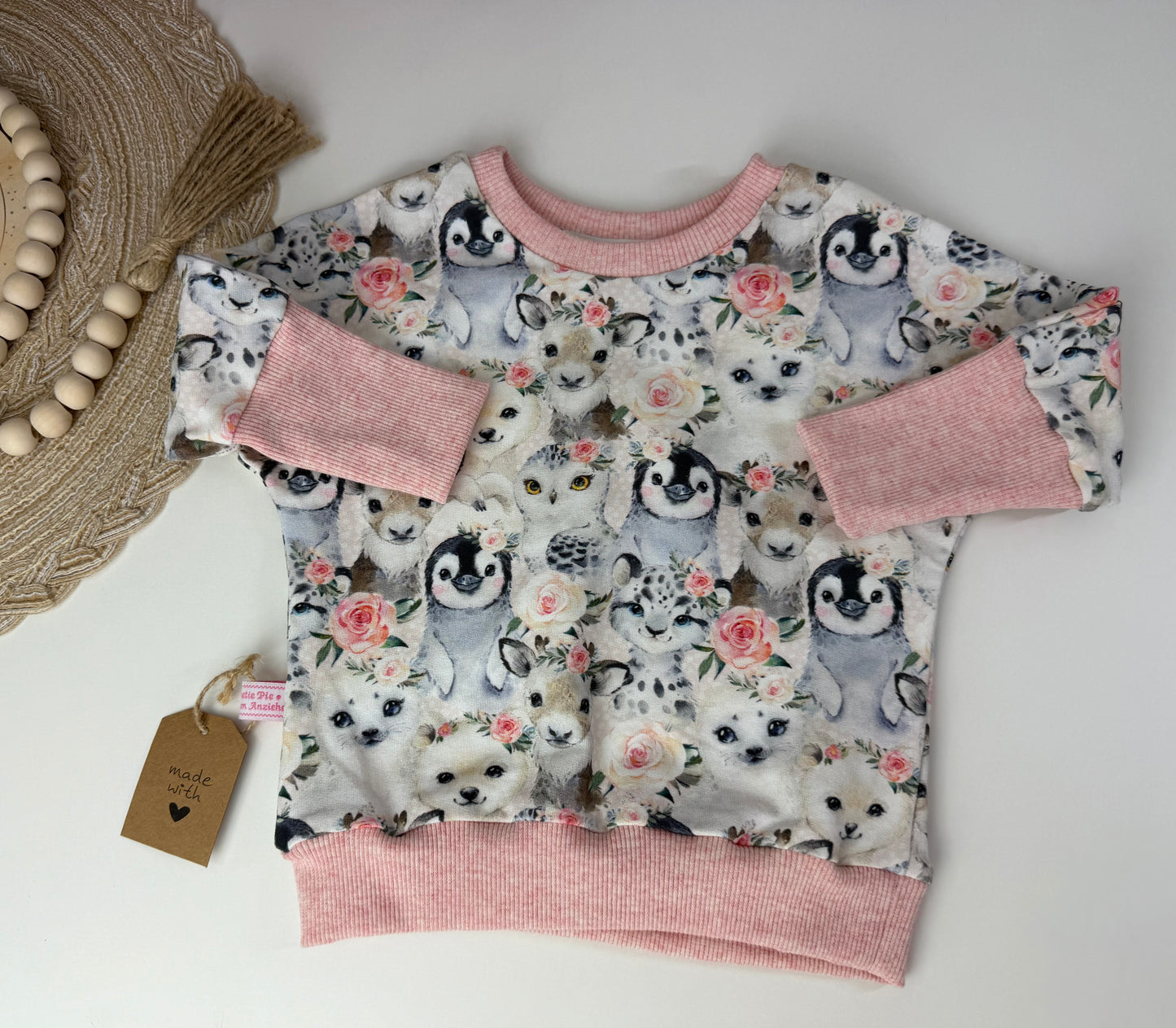 SOFORTKAUF Set Gr. 74/80 Baby Pullover + passende Pumphose Babytiere rosa