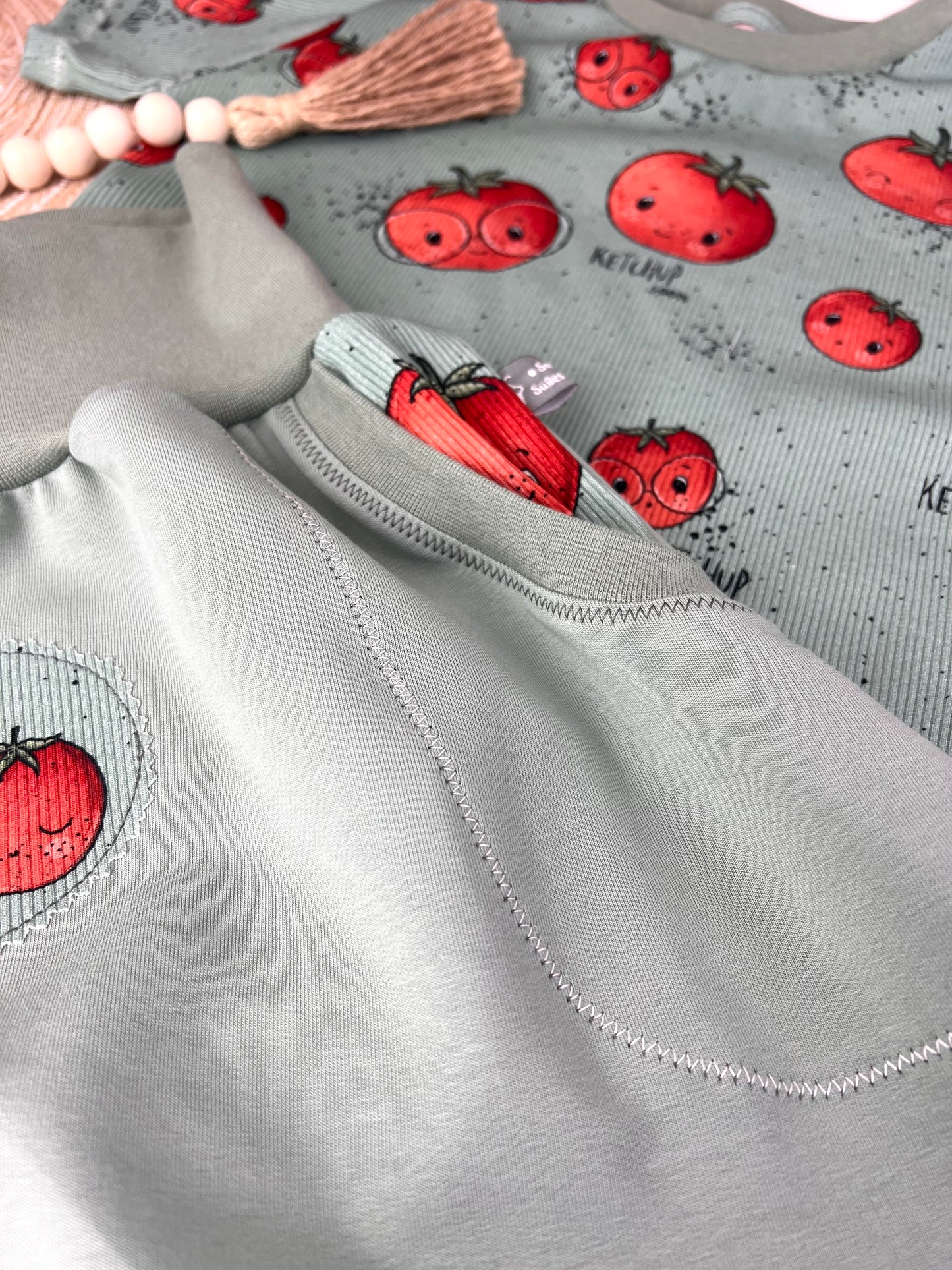 Tomaten Kinder Set aus Ribjersey T-Shirt & Slim Harem mit Taschen | Handmade Kinder Outfit Gr. 62 - 128