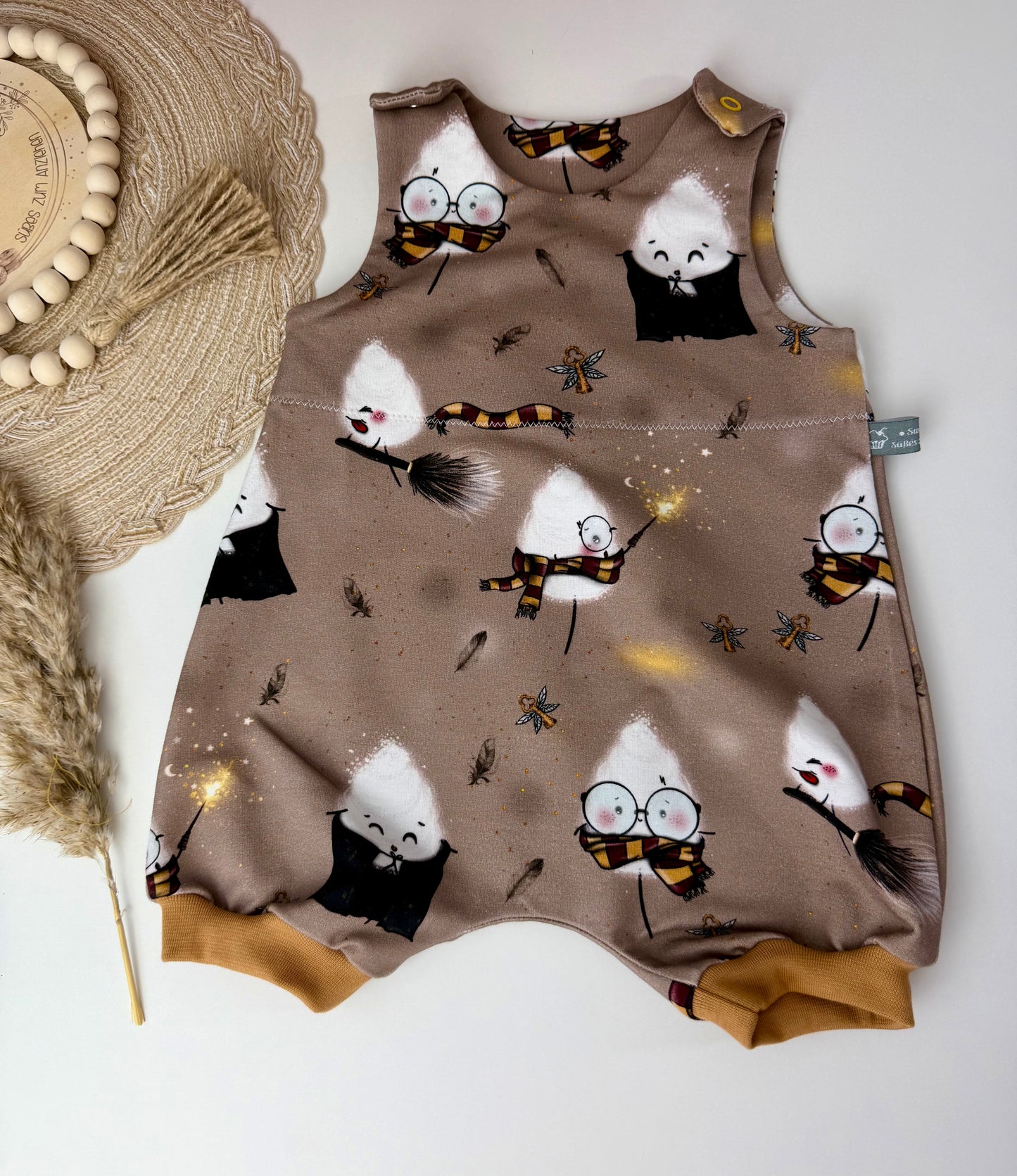 Kurzer Sommerromper „Magische Zuckerwatte“ | Bio Baumwolle | Baby Strampler Sommer | Handmade Einteiler | Bequemer Kinderromper Größe 50–92