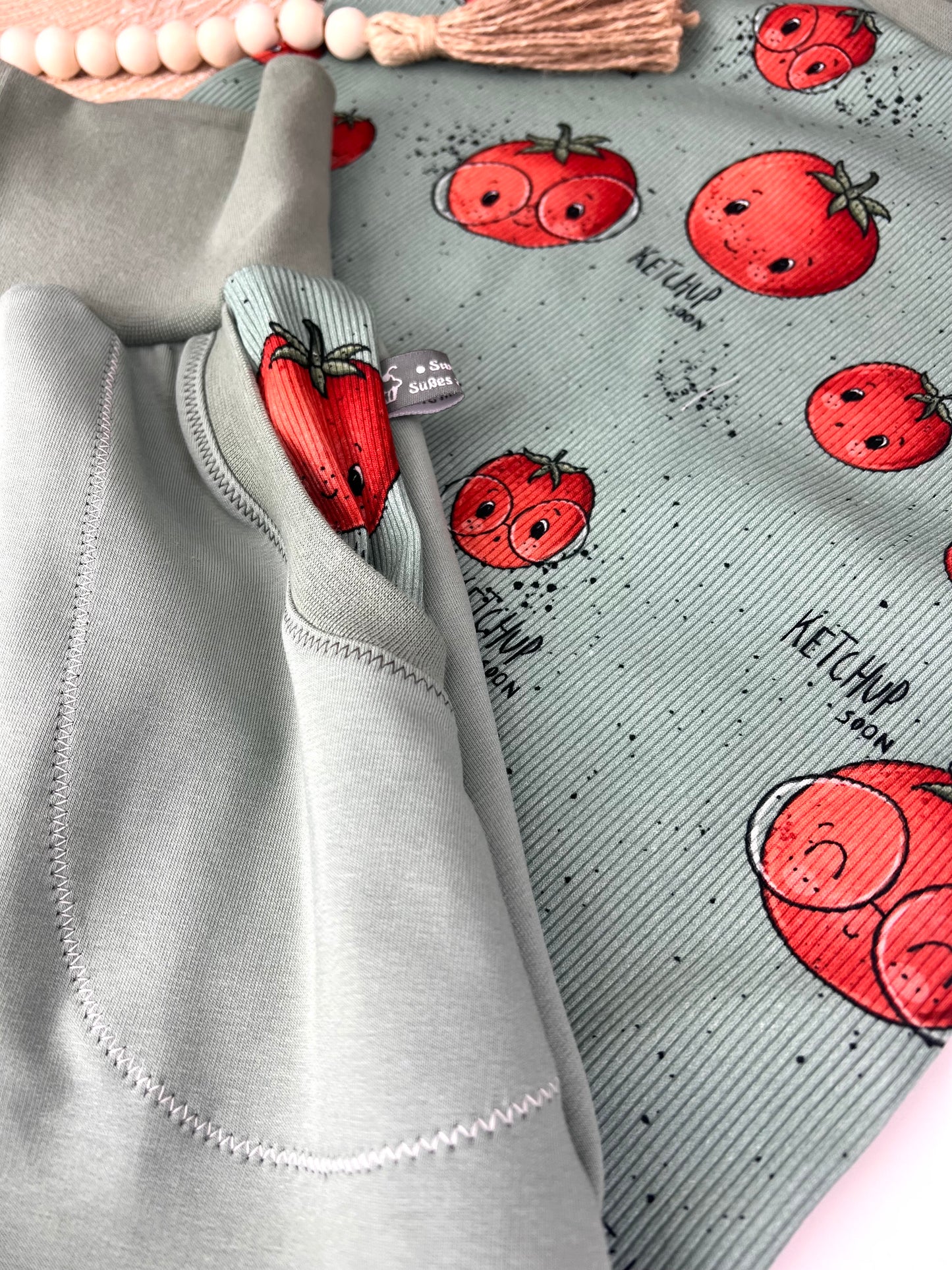 Tomaten Kinder Set aus Ribjersey T-Shirt & Slim Harem mit Taschen | Handmade Kinder Outfit Gr. 62 - 128