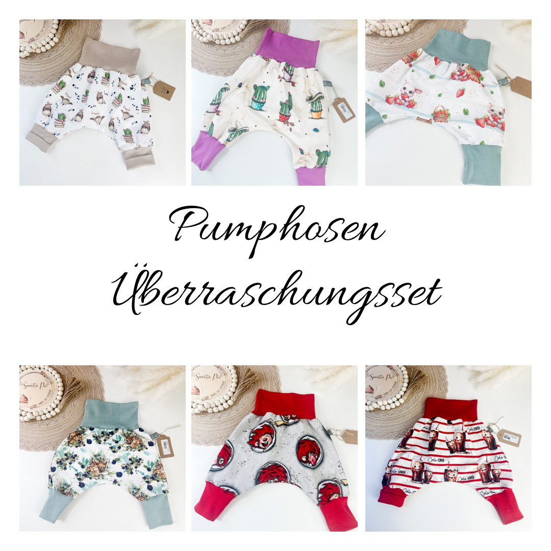 Pumphosen Überraschungspaket, mitwachsend, Sparangebot, Bio Qualität, Baby Erstausstattung