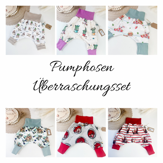 Pumphosen Überraschungspaket, mitwachsend, Sparangebot, Bio Qualität, Baby Erstausstattung