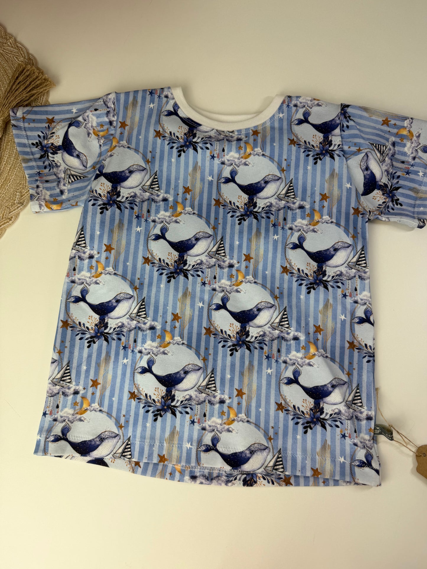 SOFORTKAUF Gr. 110/116 T-Shirt Wale blau weiß