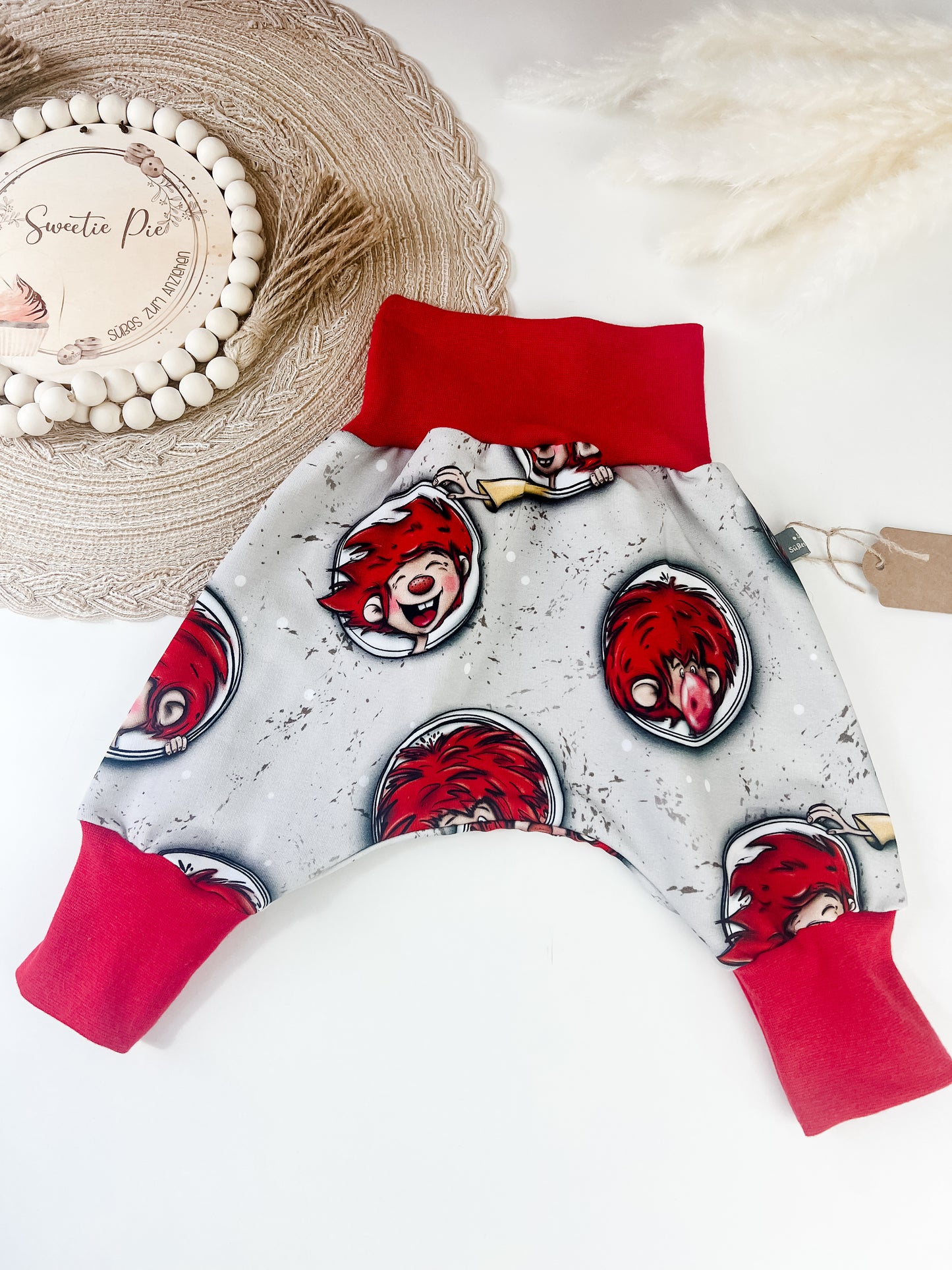 SOFORTKAUF Gr. 56/62 Baby Pumphose mit Pumuckl Baby Pumphose Babyhose mit Pumuckel handgemacht Junge Mädchen Newborn Babyoutfit