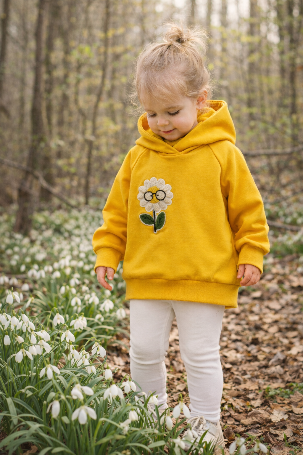 Oversized Hoodie für Kinder in Gelb | Bequemer Kinder Hoodie mit Flauschpatch | Kapuzenpullover mit Patch „You are loved“ | Unisex