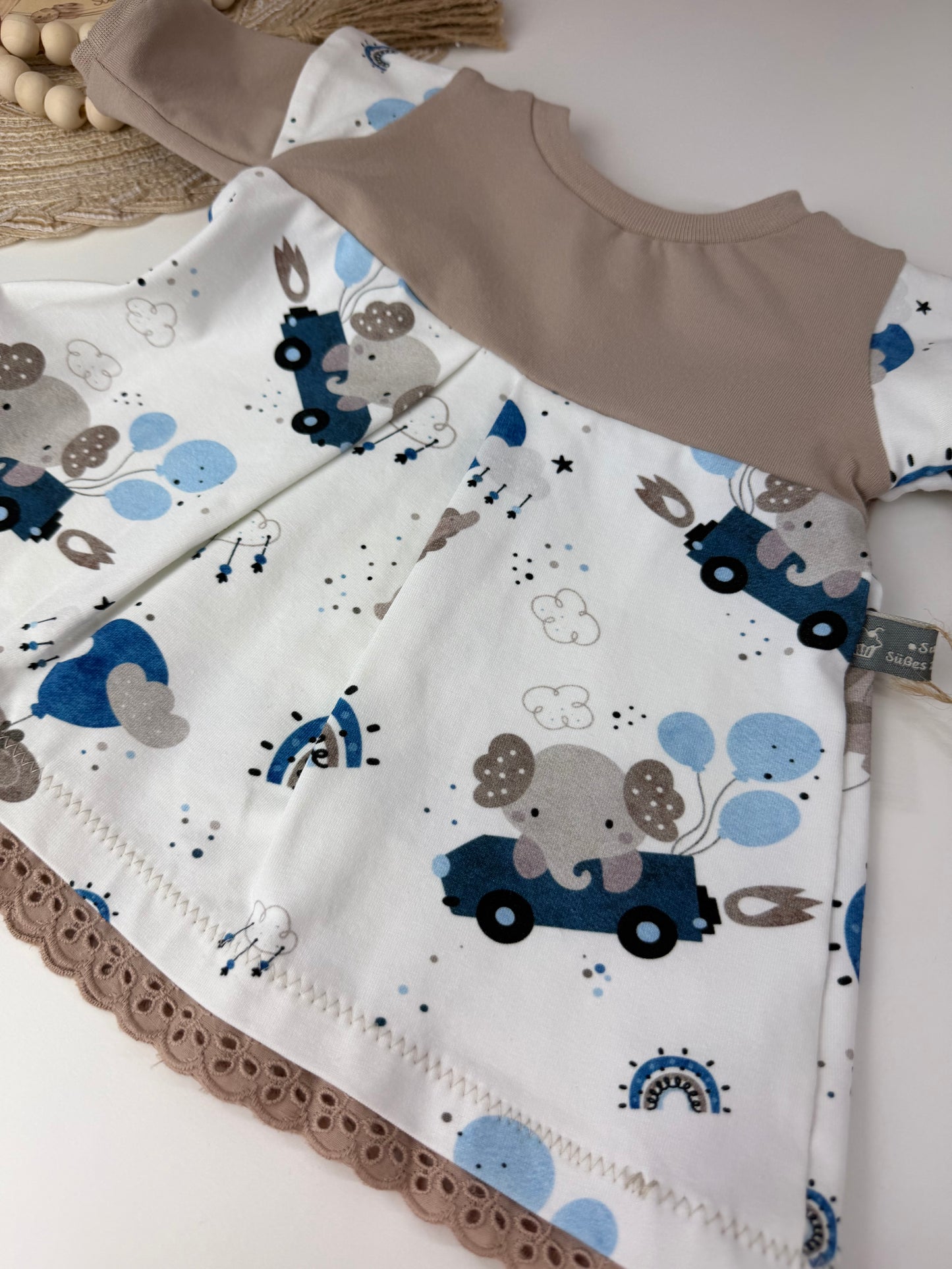 SOFORTKAUF Gr. 56 Baby Kleid mit Spitze und Elefanten