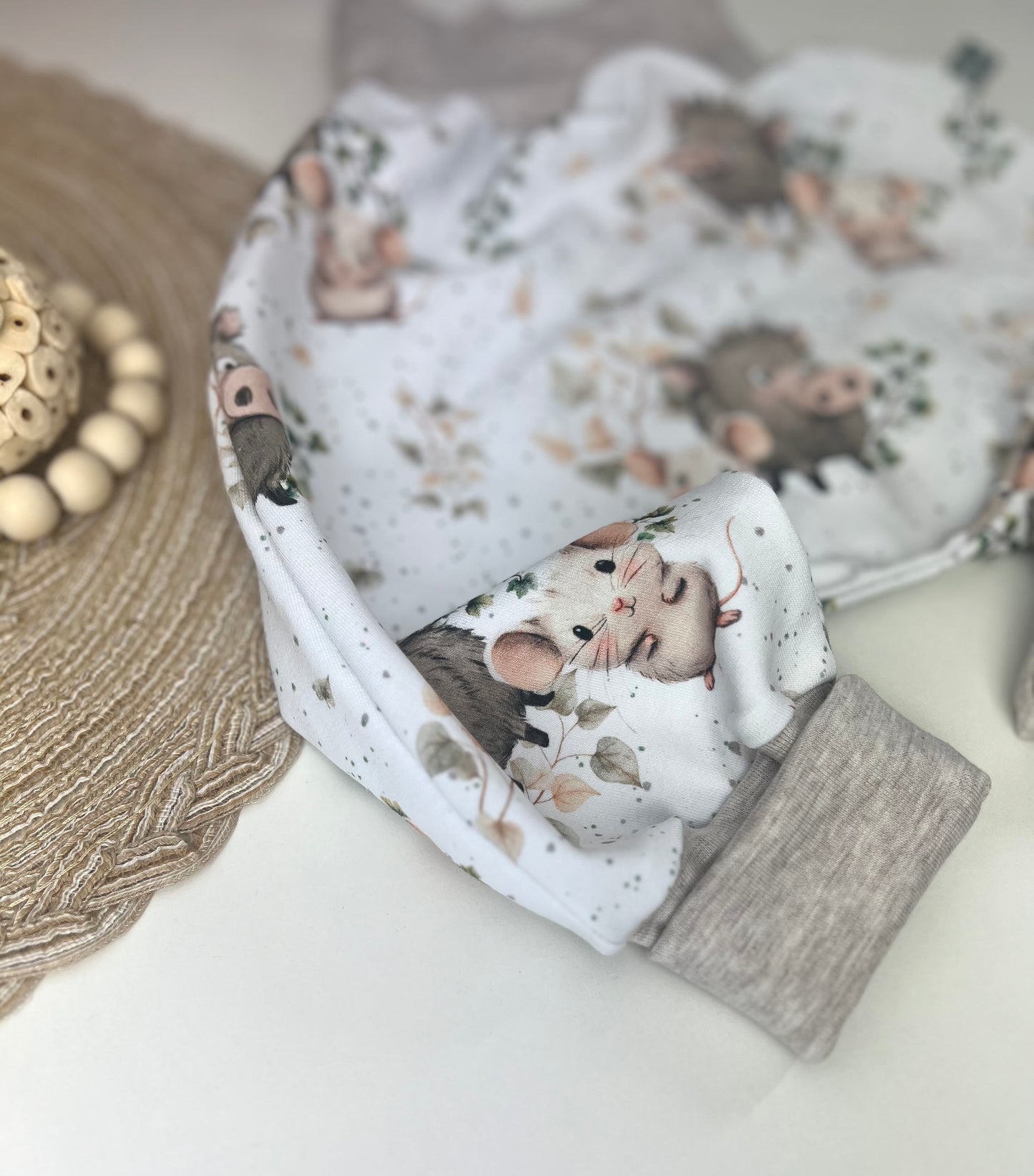 Pumphose für Kinder mit Wildschwein & Maus | Bequeme Bio Kinderhose | Handmade Pumphose aus Bio-Baumwolle | Unisex