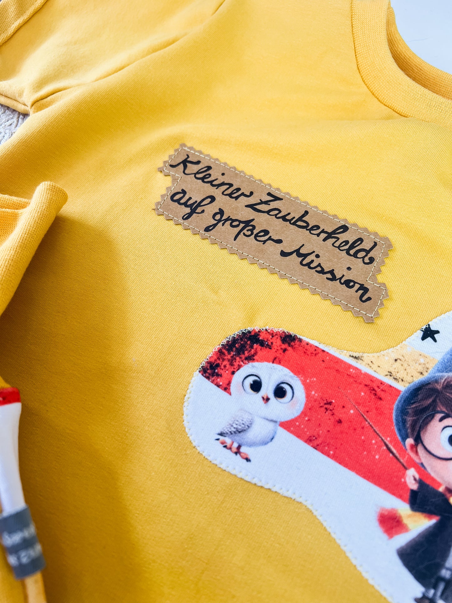 Zauberhaftes Baby Set – T-Shirt mit Applikation & SnapPap Spruch + Shorts mit Zauberer & Eule – Handmade Kleidung für Kindern Gr. 62 - 128