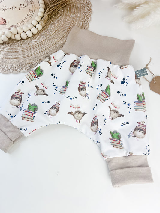 SOFORTKAUF Gr. 56/62 Baby Pumphose mit Eulen Baby Pumphose Babyhose mit Uhu handgemacht Junge Mädchen Newborn Babyoutfit