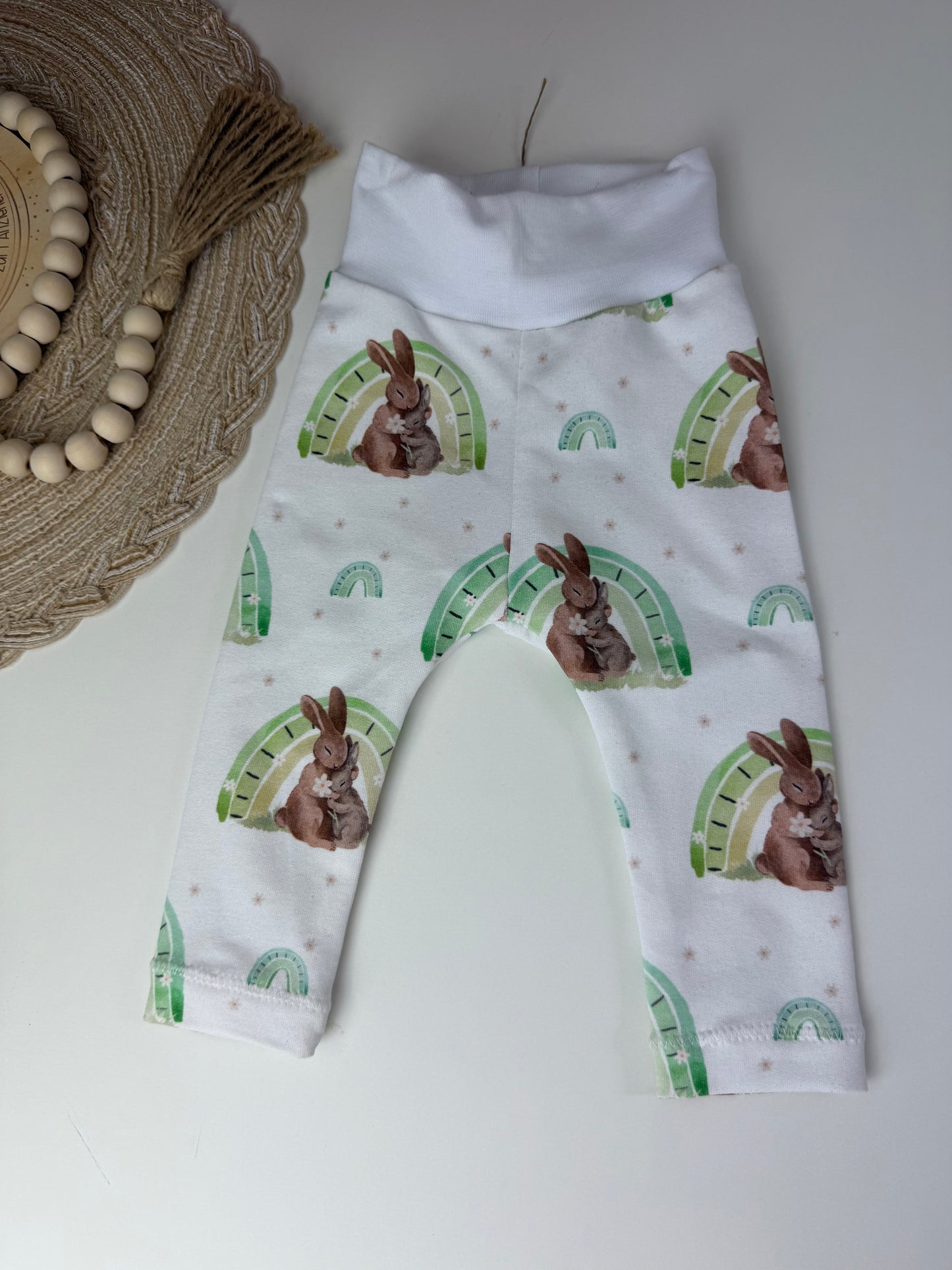 SOFORTKAUF Gr. 62 Baby Leggings Häschen Regenbogen