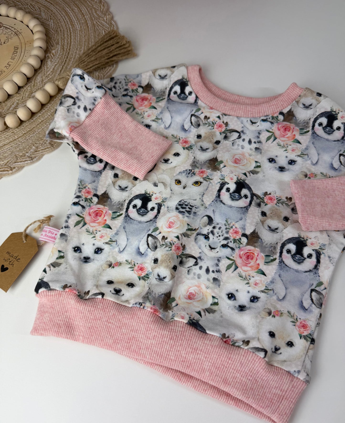 SOFORTKAUF Set Gr. 74/80 Baby Pullover + passende Pumphose Babytiere rosa