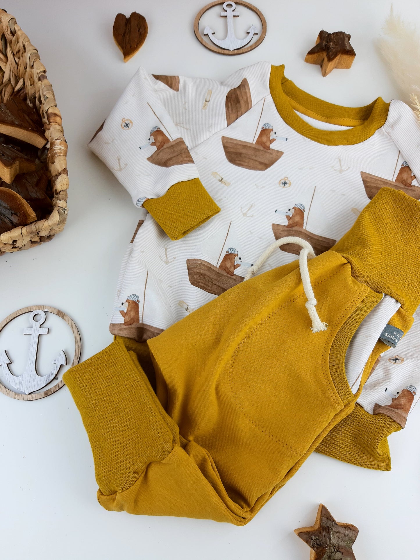 Baby Set Handmade// Sweater oversized mit Haremshose // Baby Pumphose Scandi Stil // Kinderpullover aus Bio Baumwolle // Gr. 62 - 134