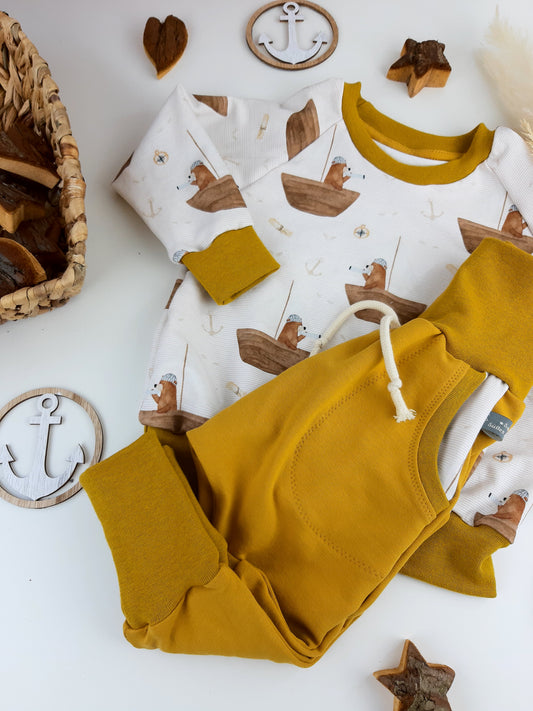 Baby Set Handmade// Sweater oversized mit Haremshose // Baby Pumphose Scandi Stil // Kinderpullover aus Bio Baumwolle // Gr. 62 - 134