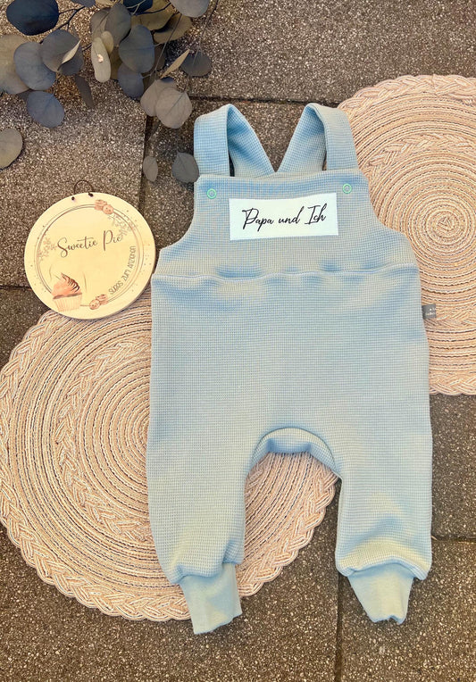 Latzhose "Papa und Ich“ Strampler Romper Baby mint Taufe Geschenk Geburt personalisiert Junge Girl Newborn Neugeborenes Erstausstattung