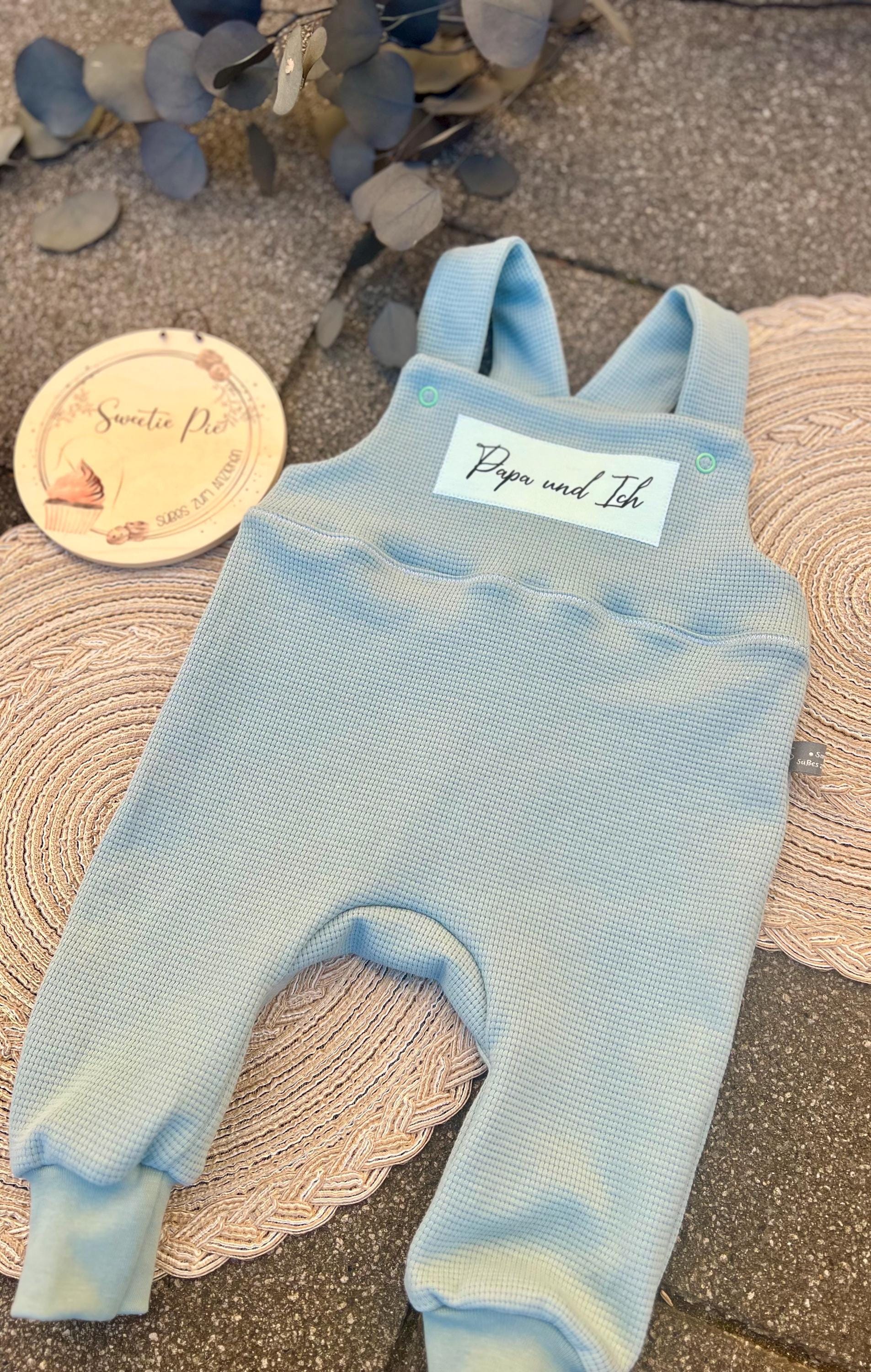 Latzhose "Papa und Ich“ Strampler Romper Baby mint Taufe Geschenk Geburt personalisiert Junge Girl Newborn Neugeborenes Erstausstattung