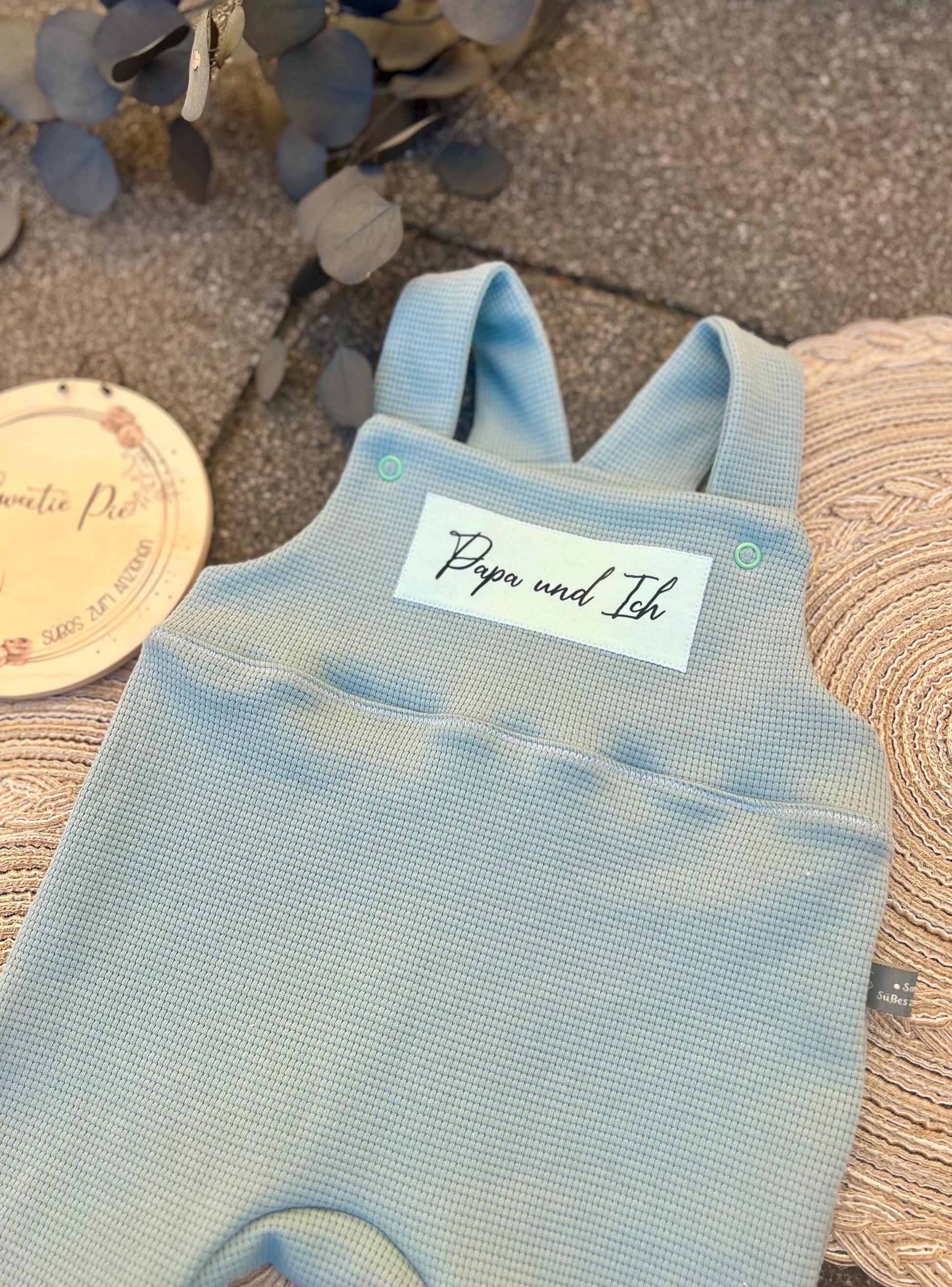 Latzhose "Papa und Ich“ Strampler Romper Baby mint Taufe Geschenk Geburt personalisiert Junge Girl Newborn Neugeborenes Erstausstattung